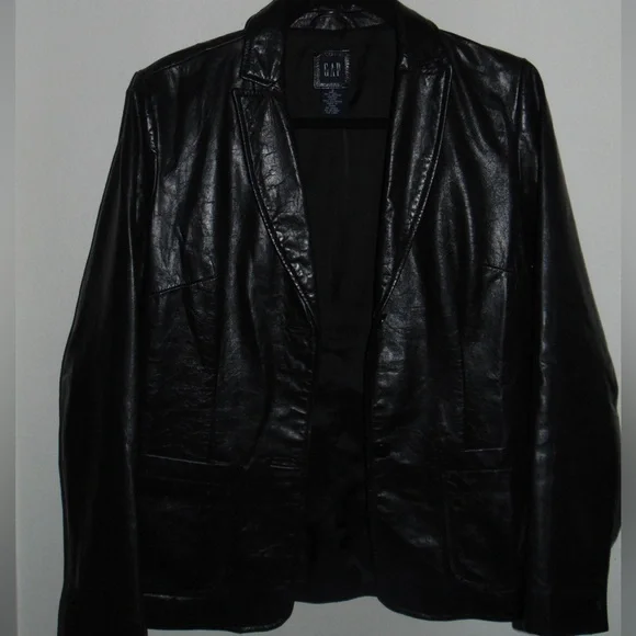 GAP Black Leather Jacket - Picture 1 of 4